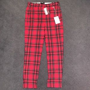 J. Crew High-Rise Cameron Pant in Red Stewart Tartan